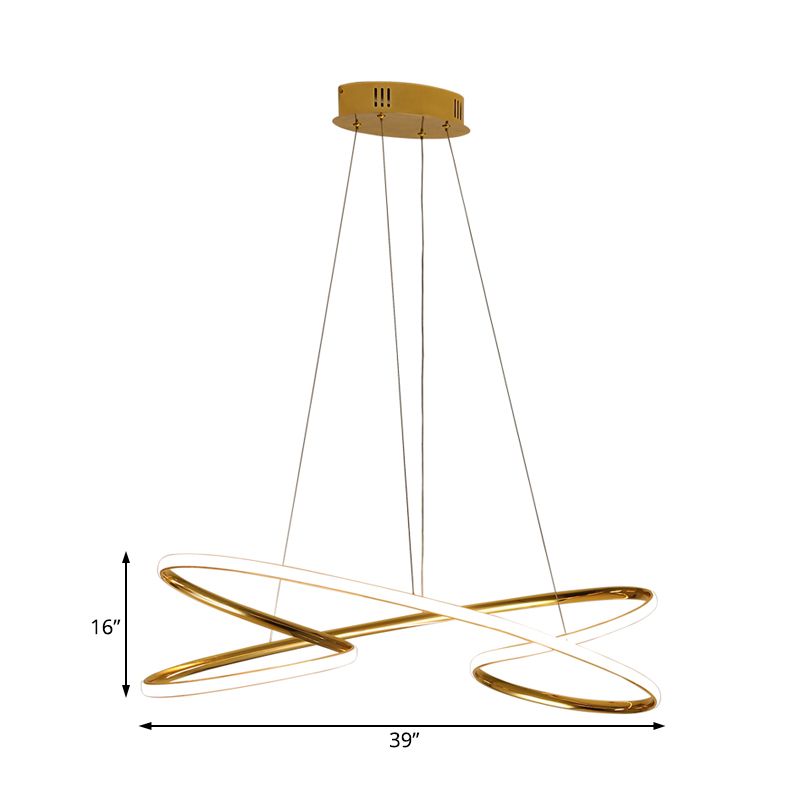 31.5"/39" Wide Twist Acrylic Chandelier Lighting Modernist Led Chrome/Gold Hanging Pendant Light in Warm Light