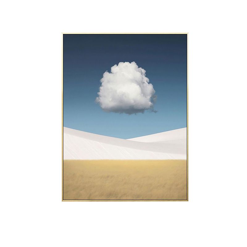 Toile imprimée nuage sur dunes du désert, décoration murale texturée nordique en couleur douce
