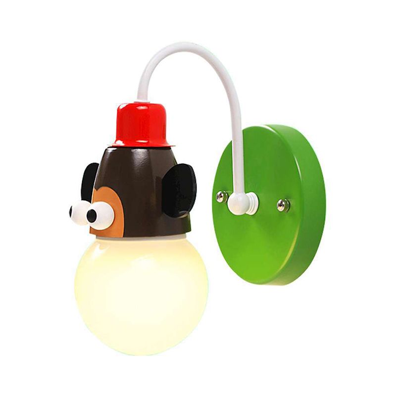Lampada da parete della sfera di cartone animato Opal Glass Bulb Nursery Wall Monted Lamp con arredamento per animali