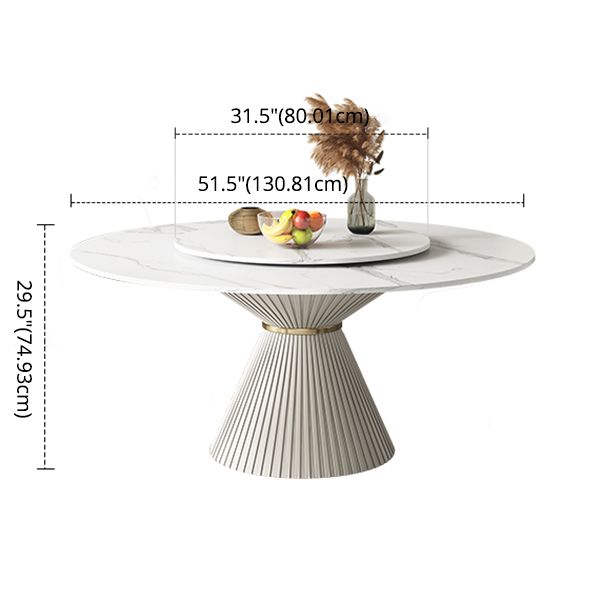 Nordic Round Sintered Stone Dining Table for 4/6 with Pedestal Base Dining Set for Restaurant