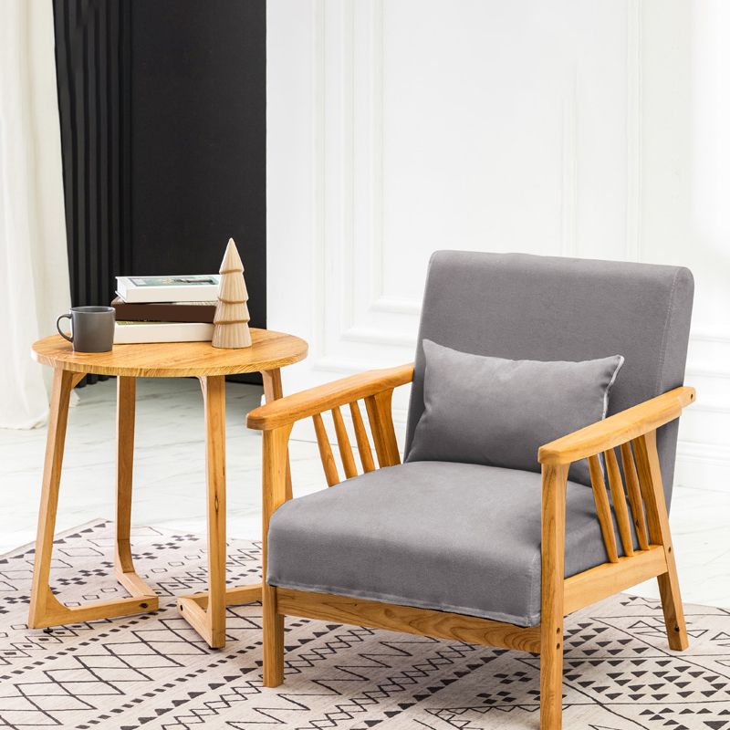 Square Arm Sofa Solid Wood Pillow Back Seating for Living Room