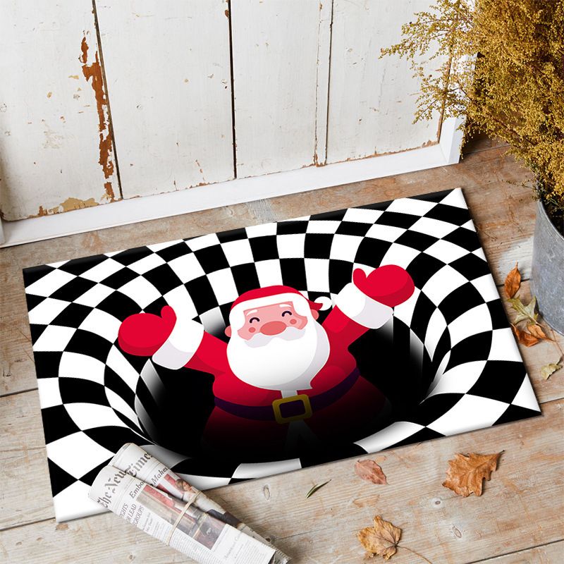 Contemporary Snowman Print Rug Polyester Carpet Non-Slip Backing Indoor Rug for Living Room