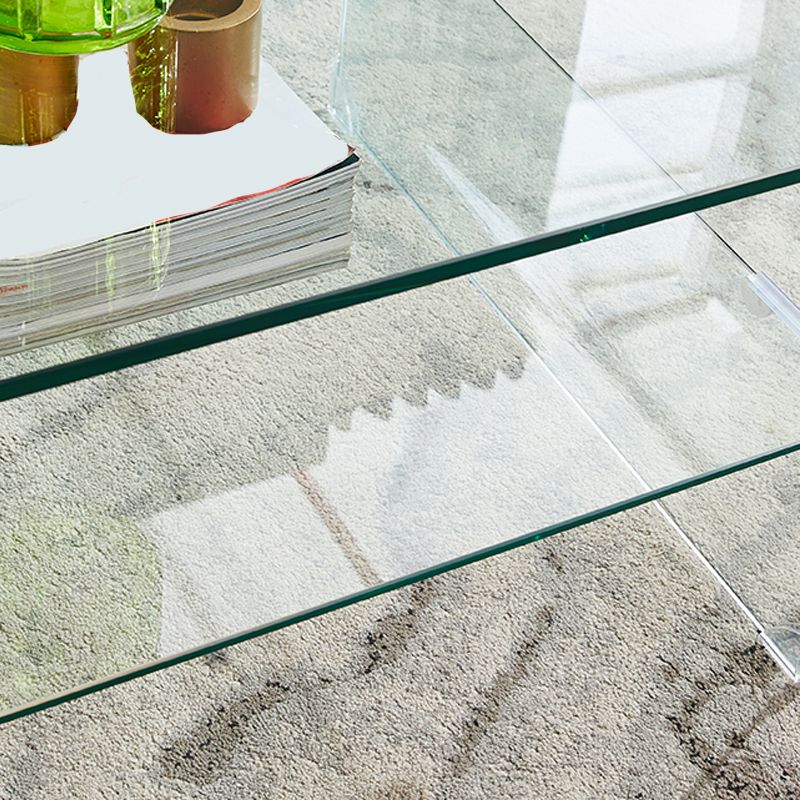 Modern 2-Tier Glass Coffee Table in Clear Sled 1 Single Cocktail Table