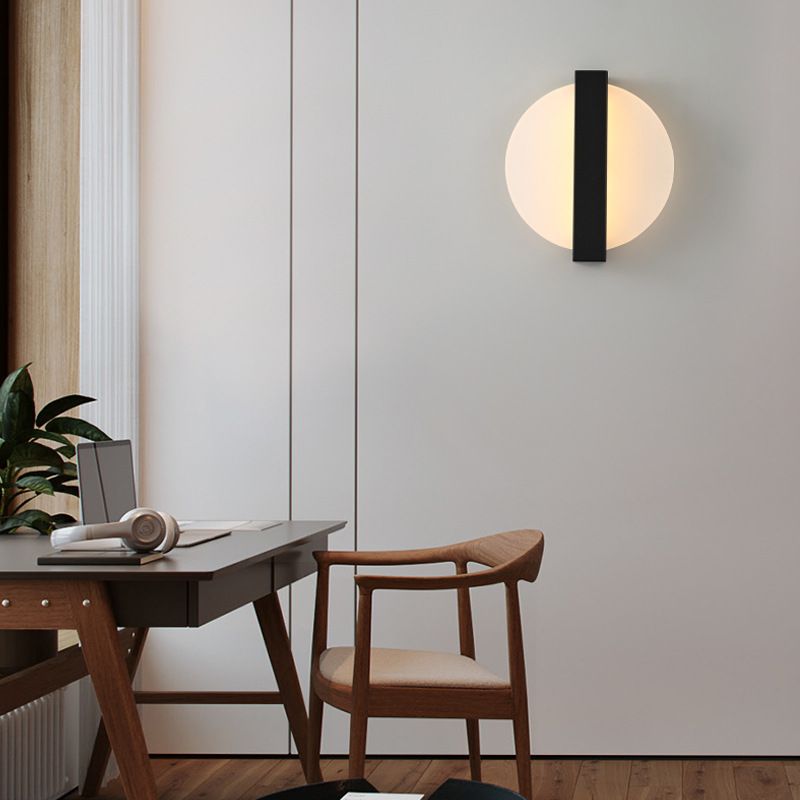 Single Contemporary Wall Mounted Sconce Brass/Black/White LED Wall Light for Bedroom