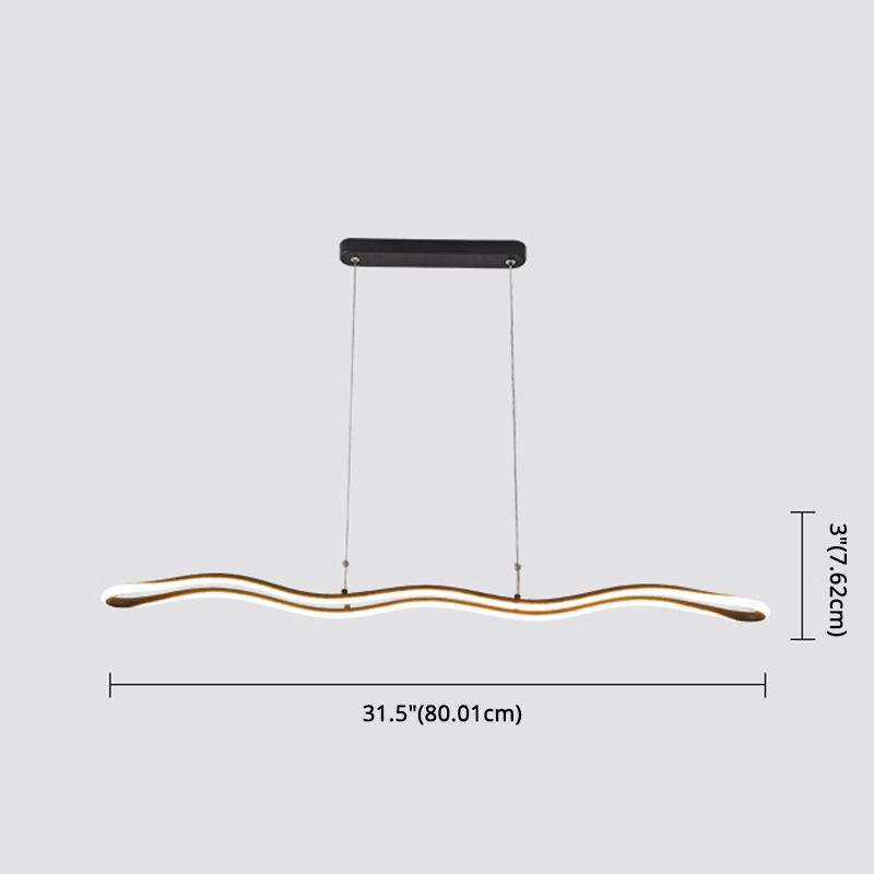 Curved Island Ceiling Light Minimalist Style LED Metal Pendant Lighting Fixture for Dinning Room