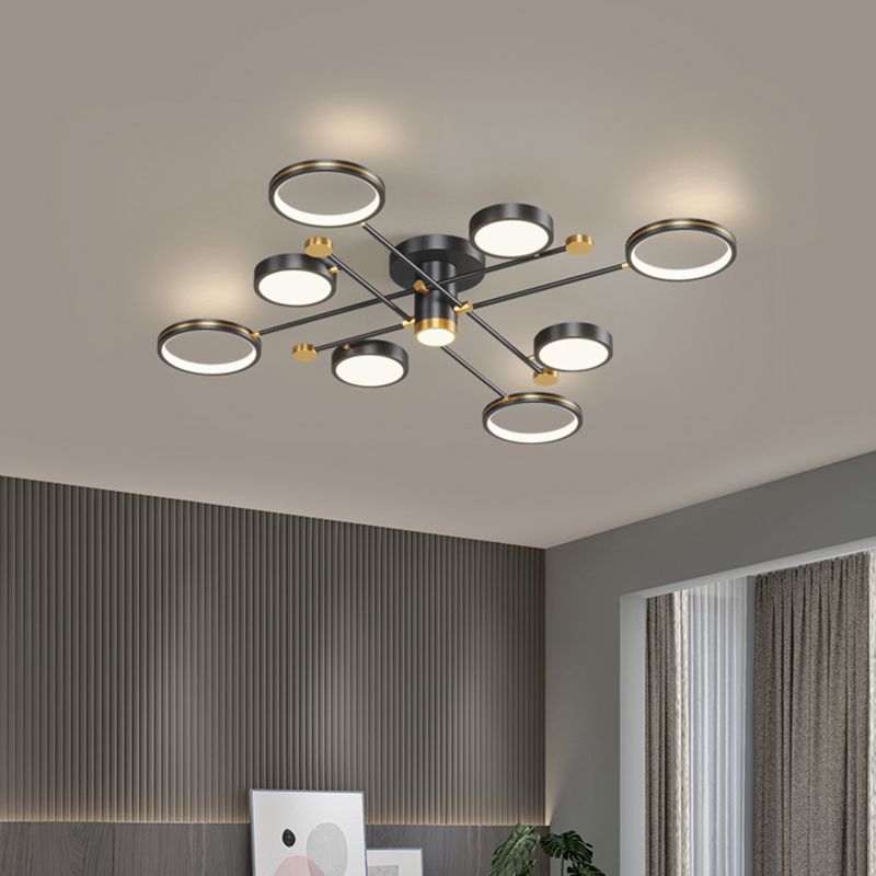 Modern Sputnik Flush Mount Ceiling Light Aluminum Living Room Flush Light