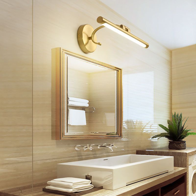 Retro Brass Mirror Cabinet Bathroom Wall Lights Metal Linear Shade LED Ambient Vanity Lighting