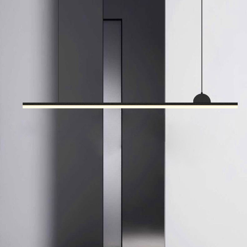 Linear Island Chandelier Modern Metal 1 Light Island Light in Black