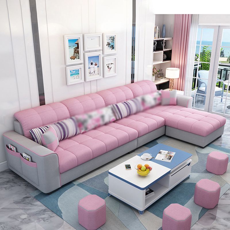 Modern Square Arm Sectionals 106.3"L High Back Sofa and Chaise with Storage