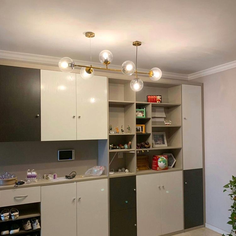 Glass Gold Island Light in Modern Creative Style Iron Globe Pendant Light for Dining Room