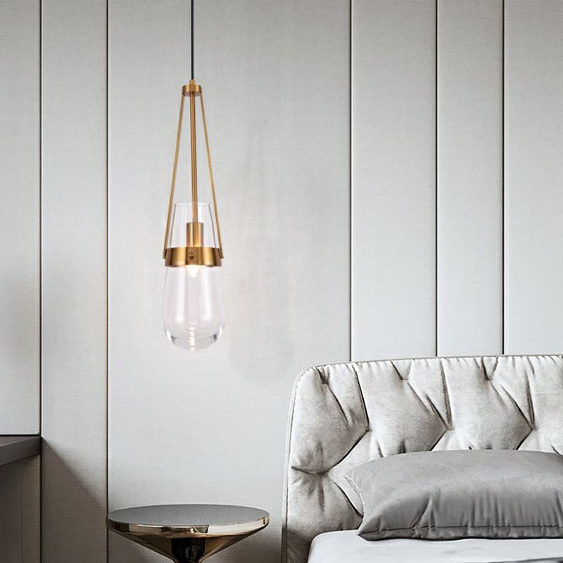 1-Light Contemporary Style Teardrop Shape Pendant Lighting