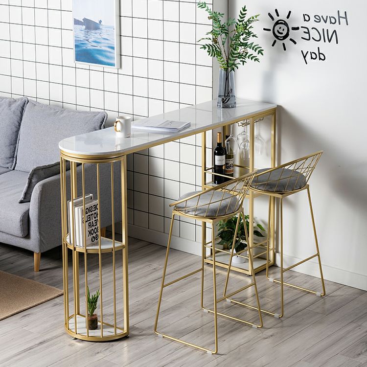 Sintered Stone Irregular Shape Bar Table Luxurious Bar Table with Storage Double Pedestal