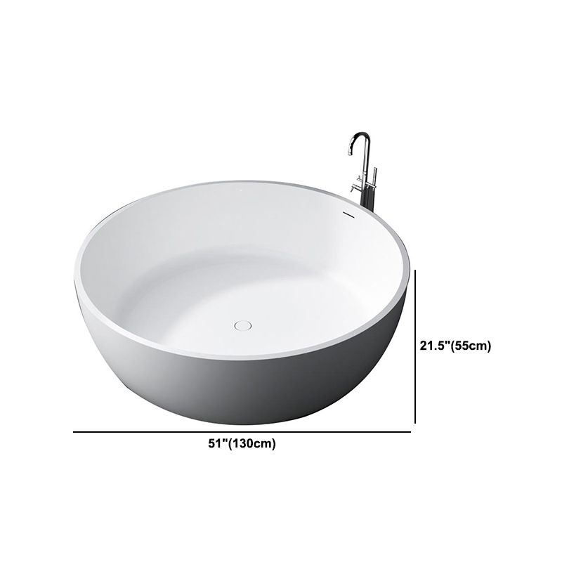 Modern Artificial White Stone Tub Round Freestanding Bathtub