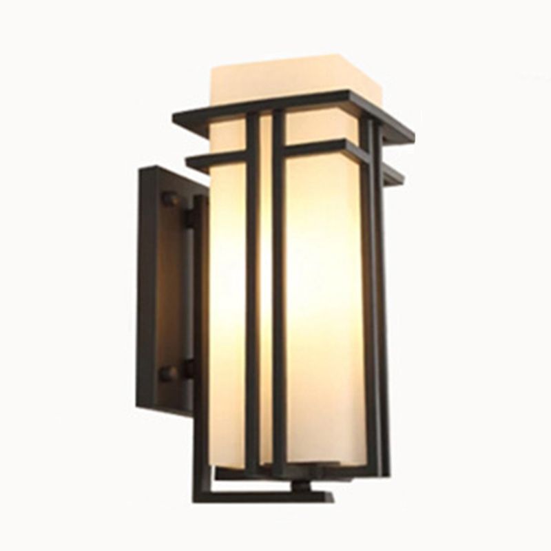 Modern Sconce Light Geometric Glass 1 Light Wall Lamp in Black