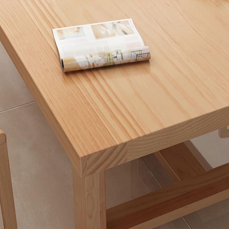 Table de salle à manger rectangulaire contemporaine en bois naturel en pin avec double piédestal