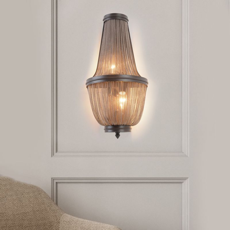 Empire Bedroom Wall Light Traditional Crystal Bead 1 Light Silver/Coffee Sconce Light Fixture