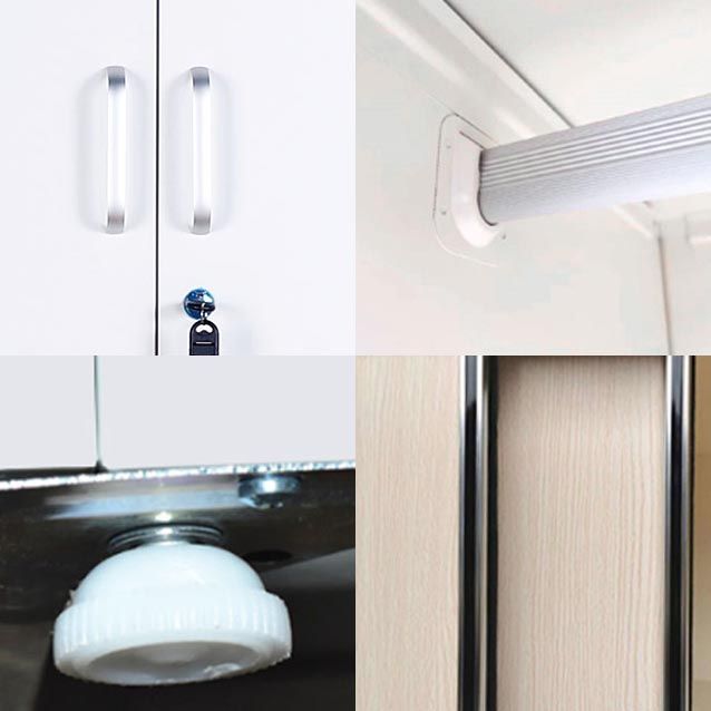 Modern Armoire Steel 2 Doors White Small Wardrobe Armoire with Lock