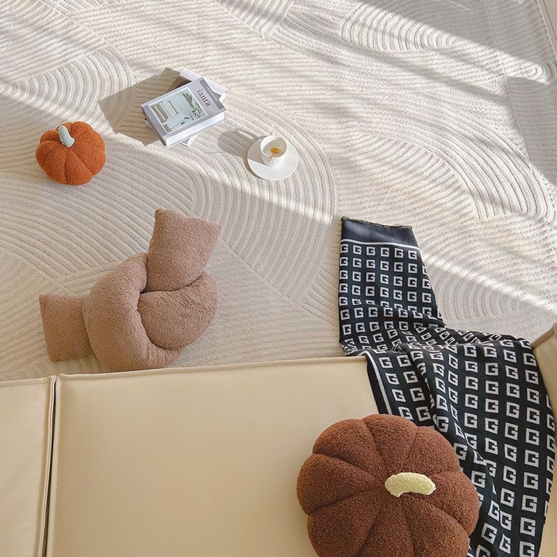 Modern Living Room Area Carpet Grey Solid Color Area Rug Polyester Non-Slip Backing Rug