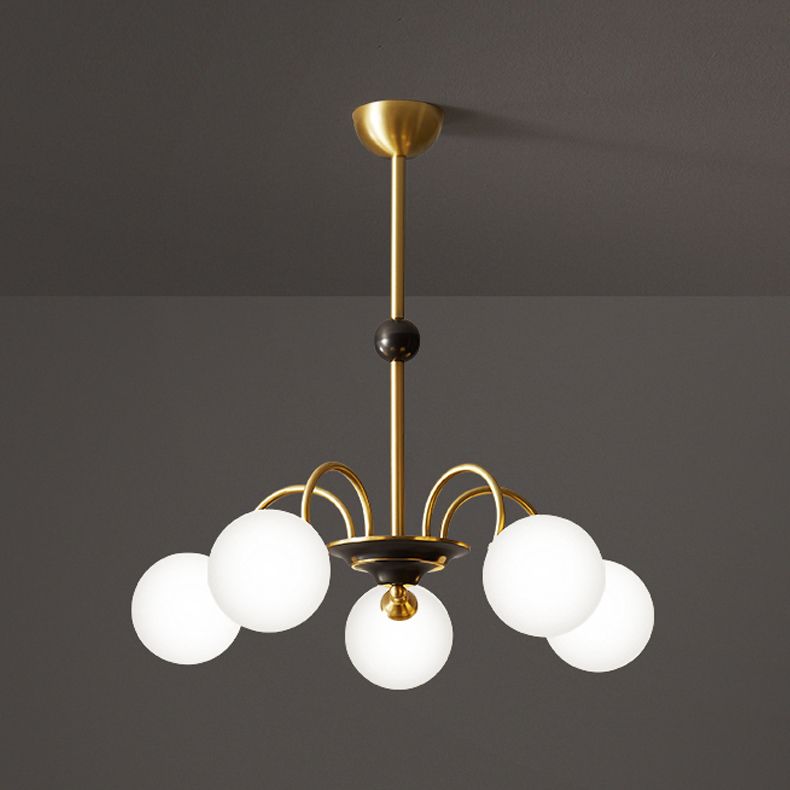 Gold Chandelier Light Fixtures Modern Multi-Head Hanging Pendant Lamps with Glass Shade