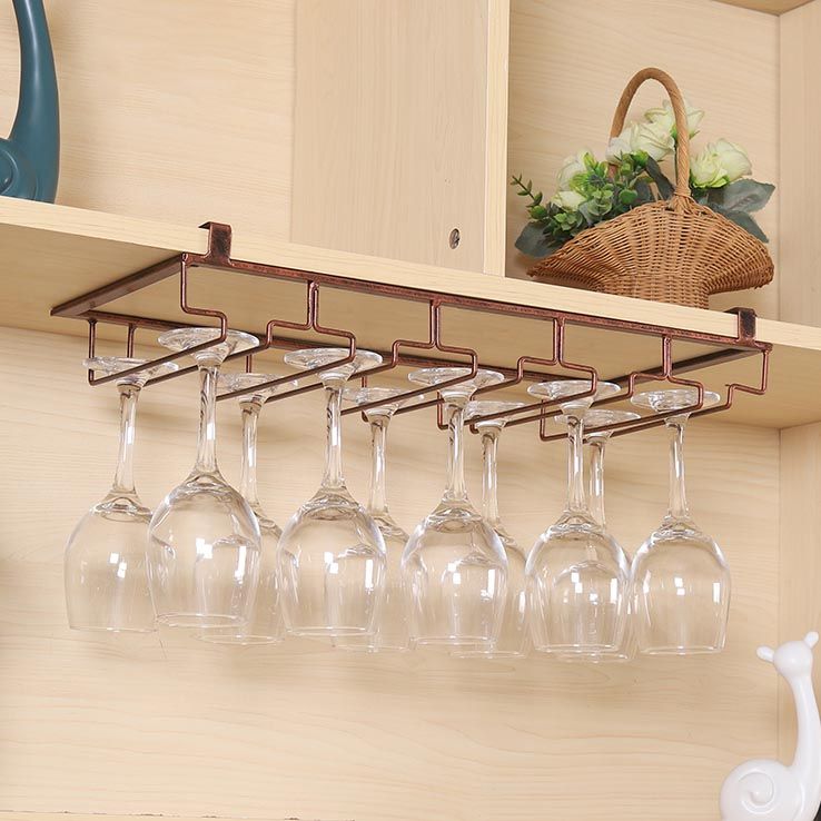 Contemporary Hanging Wine Glass Rack Metal Glass & Stemware Holder for Kitchen