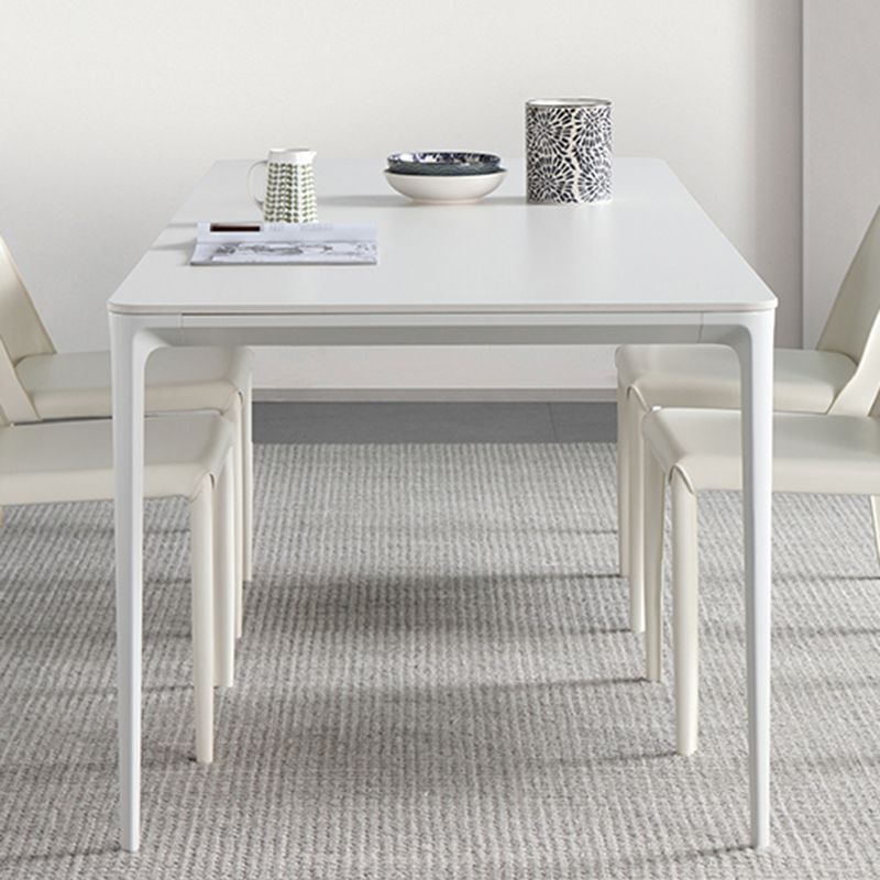 Mesa de comedor de cocina blanca moderna Mesa de comedor rectangular de piedra sinterizada con 4 patas base