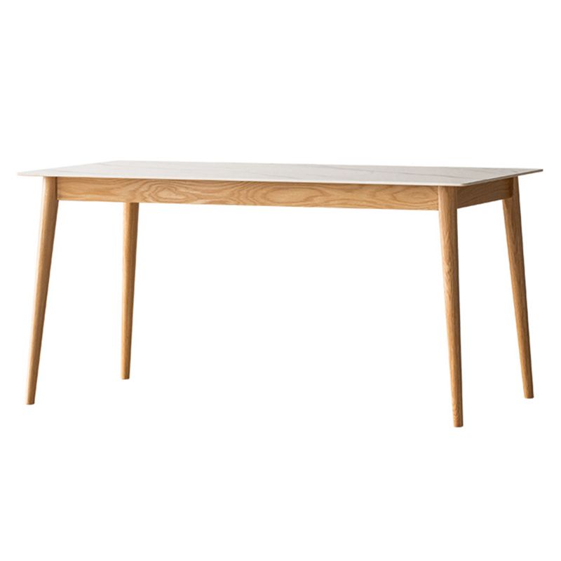 Moderne stijl gesinterde stenen eettafel witte rechthoekige tafel met houten basis