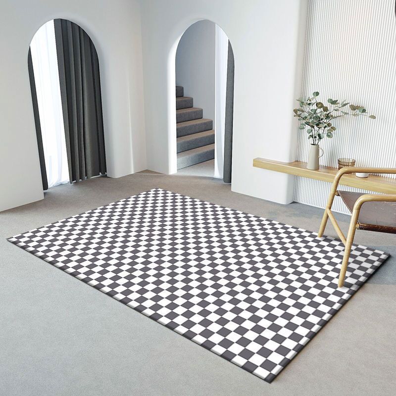 Modern Home Decoration Carpet Plaid Pattern Area Rug Polyester Non-Slip Backing Indoor Carpet