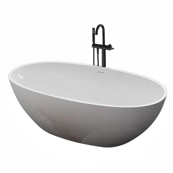 Stone Oval Soaking Bathtub Antique Finish Back to Wall Bath Tub