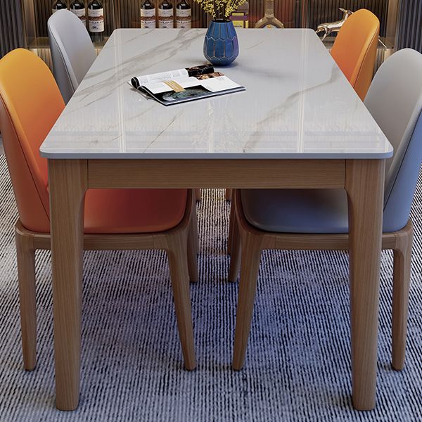 Mid-Century Modern Dining Table Stone Top Natural Finish Legs Dinner Table without Chair