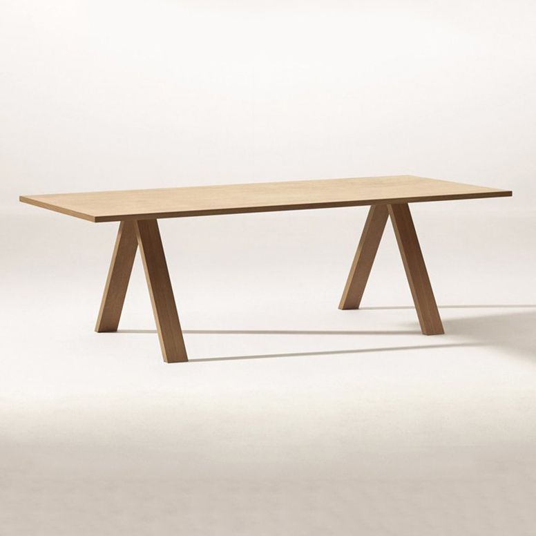 Rectangle Wood Color Dining Table Pine Solid Wood Table Modern with 4 Legs