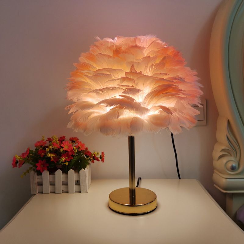 Modern Style Desk Light Colorful Feather Desk Lamp for Bedroom