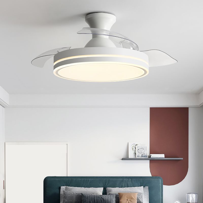 Round Ceiling Fan Light Kids Style Metal 1 Light Ceiling Fan Lamp for Living Room