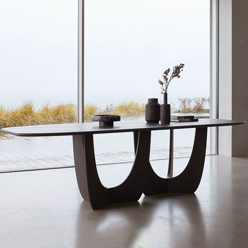 Mesa de comedor de madera sólida Simplicidad Simplicidad Doble pedestal para comedor