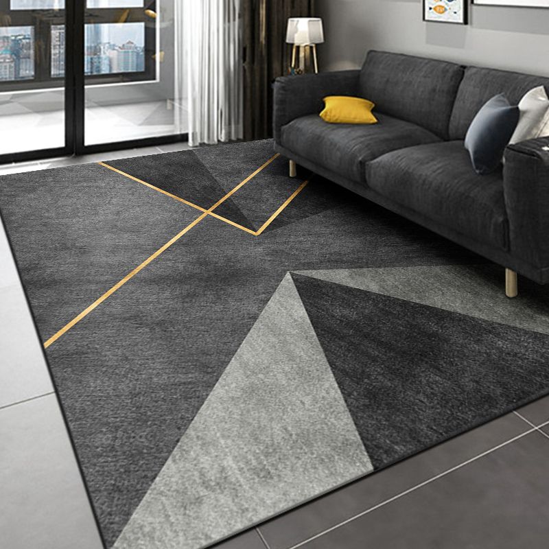Leisure Polyester Area Rug Fancy Geometric Print Rug Stain Resistant Indoor Rug for Home Decor