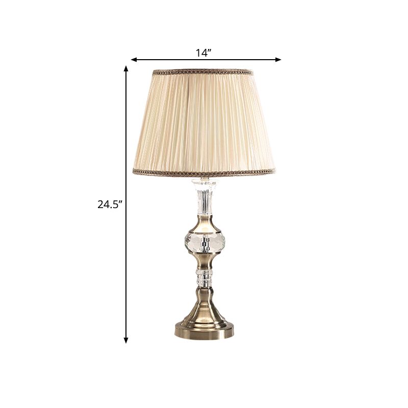 1 hoofdtrommel/vat gearceerd tafellicht traditioneel beige helder afgeschuinde kristal nachtstandaardlamp
