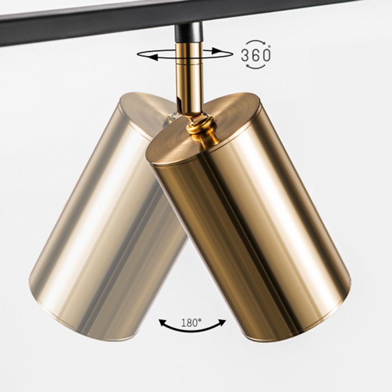 Modern Isola illuminazione cilindro lampadario isola metallo 5 illuminazione dell'isola in oro e nero