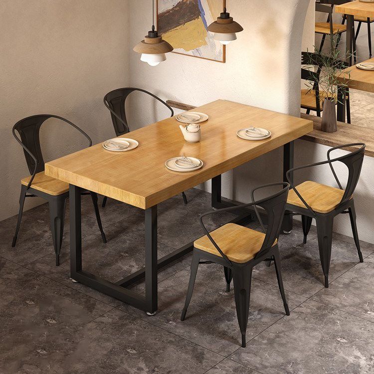 Dining Room Solid Wood Dining Table Rectangle Industrial Dinner Table