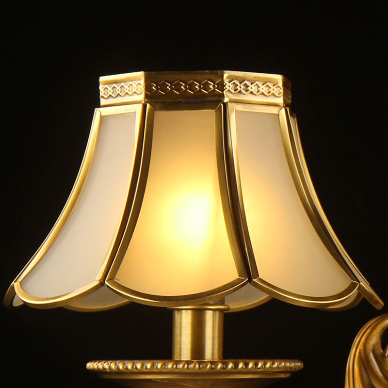 3/8 Lights Suspension Lighting Colonial Flared Frosted Glass Chandelier Pendant Lamp in Gold