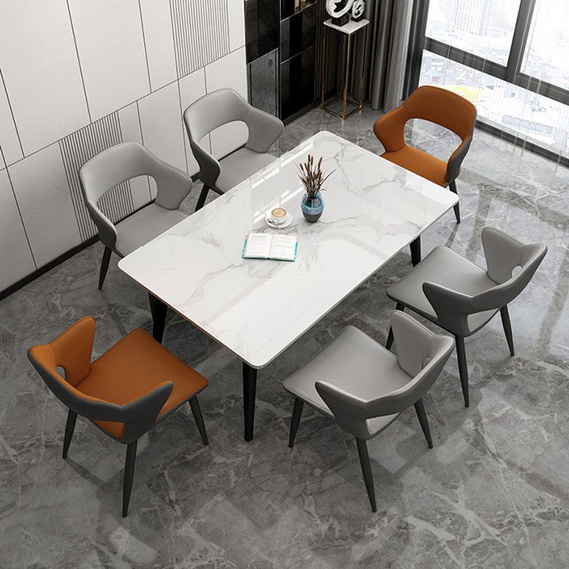 Bras arrière ouvert de style industriel dinant des chaises en cuir de Faux dinant des chaises