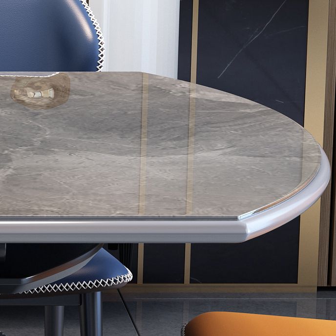 Glam Sintered Stone Extendable Table Round Shape Standard Dining Table for Kitchen