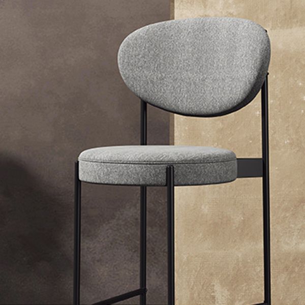 Industrial Upholstered Armless Bar Stool Round Seat Bar Chair with Metal Legs