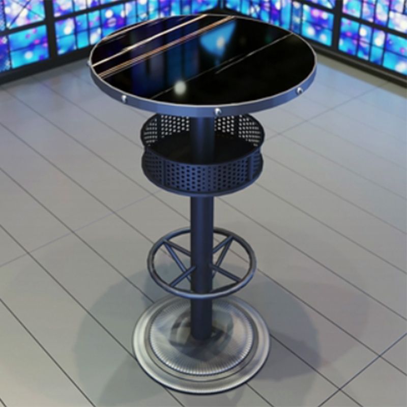 Industrial Style Bar Wine Table Black Bar Dining Table with Storage