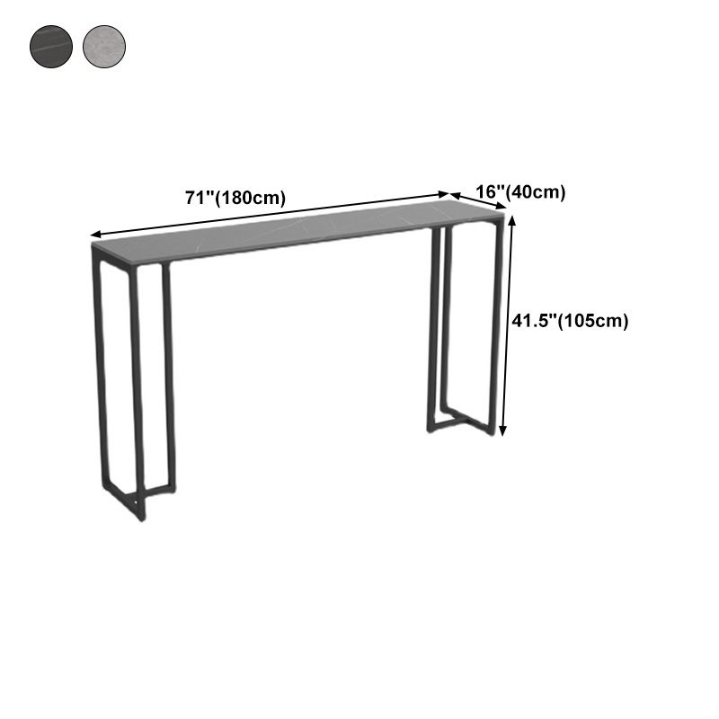 Stone Bar Dining Table Industrial Rectangle Bar Table with Black Base