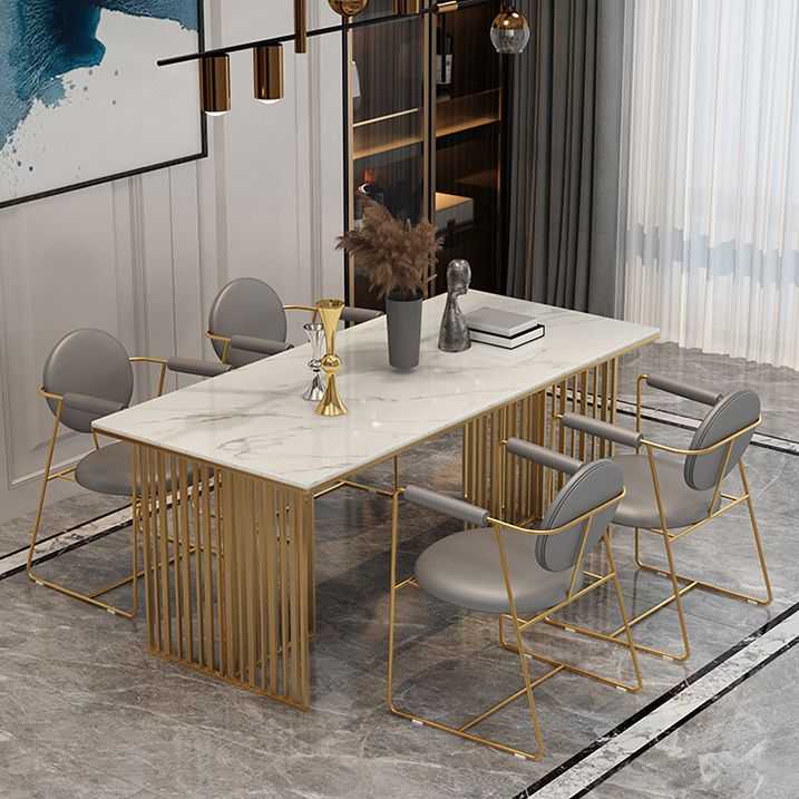 Rectangle Dining Table Traditional Luxury Dining Table with Iron Base