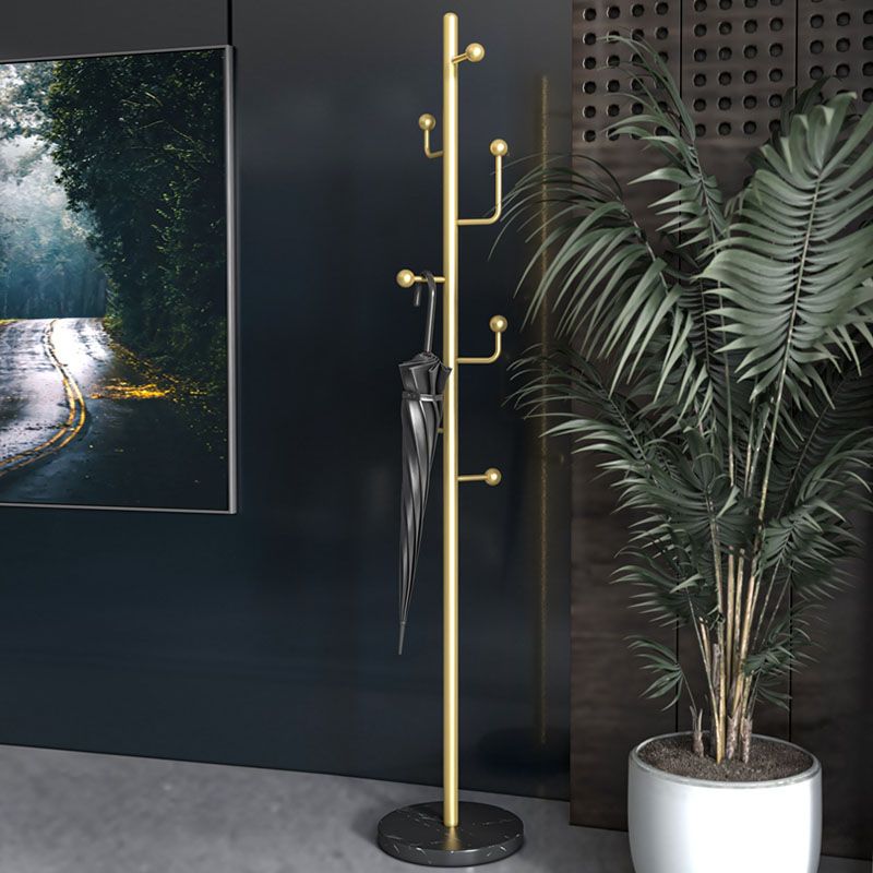 Metal Entry Hall Tree Marble Base Coat Hanger with 7 Hooks , 70.86" H