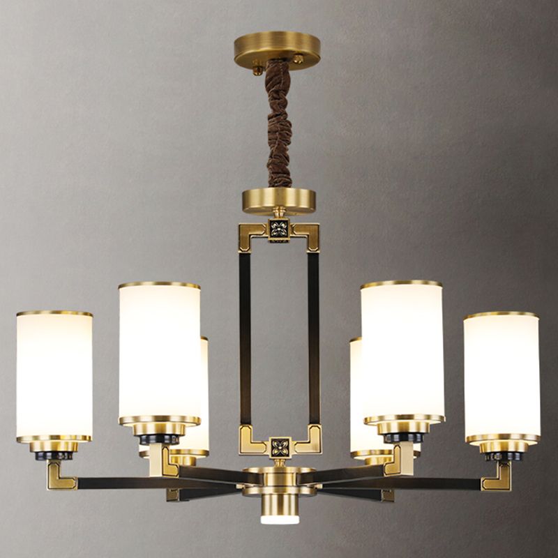 Witte glazen cilinder plafond hanger moderne stijl multi -lights kroonluchter verlichting