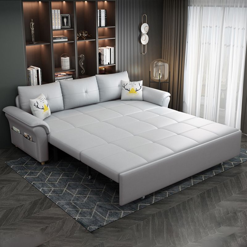 Square Arm Sofa with Loose Back Convertible Sleeper with Storage and Foldable