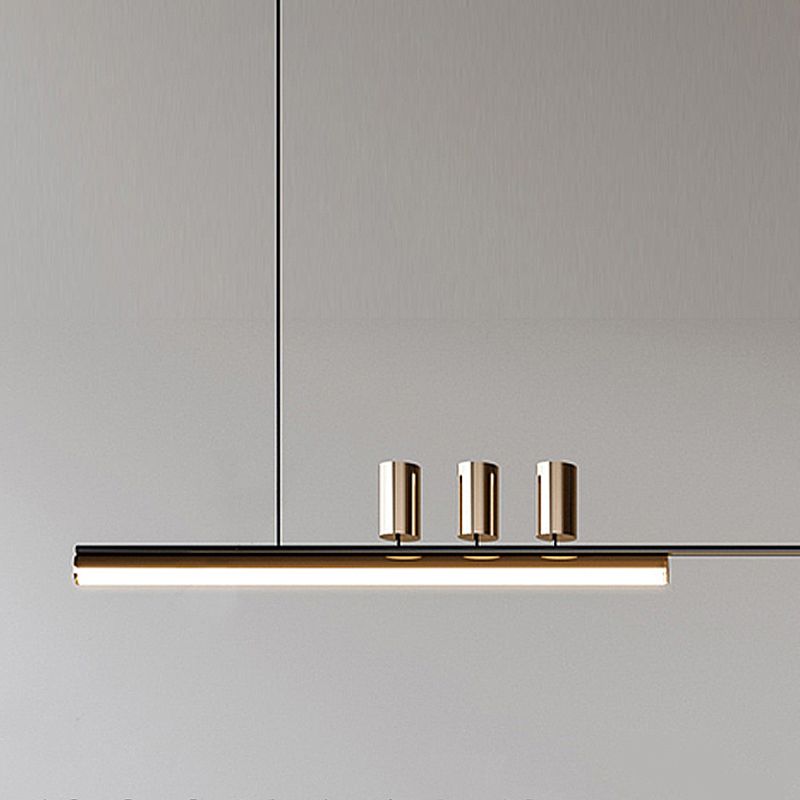 Metal Contemporary Linear Shape Pendant Light with Plastic Shade for Living Room