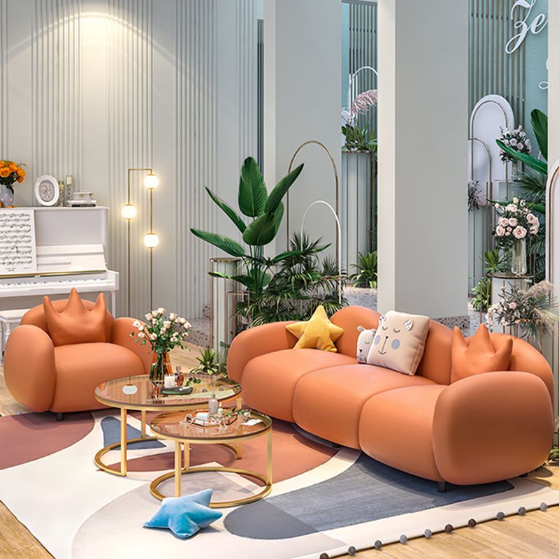 33.46" W x 27.55" H Faux Leather Square Arm Sofa Contemporary Standard Sofa