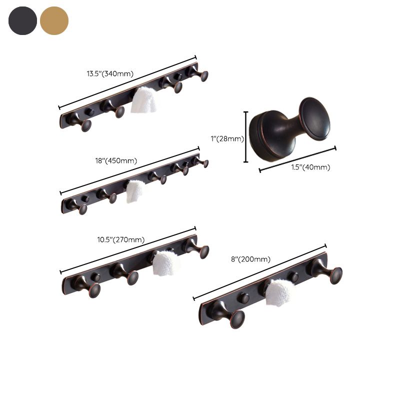 5 Piece Traditional Bathroom Accessory Set Brushed Brass Robe Hooks